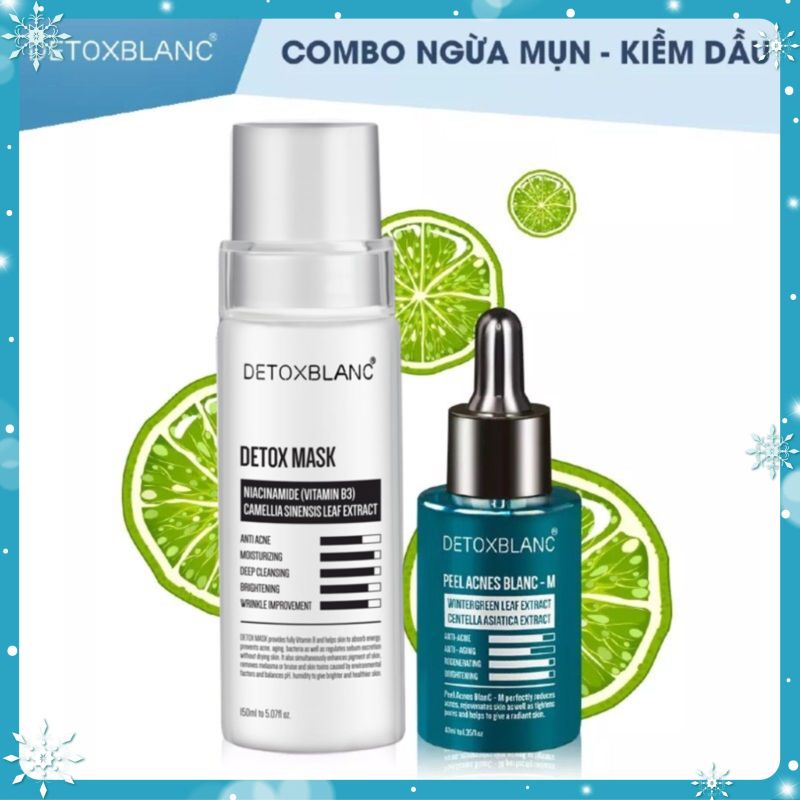 Combo Thải Độc Giảm Mụn Ẩn Và Mụn Đầu Đen Detox Blanc - Detox Mask & Peel Acnes Blanc M giá rẻ