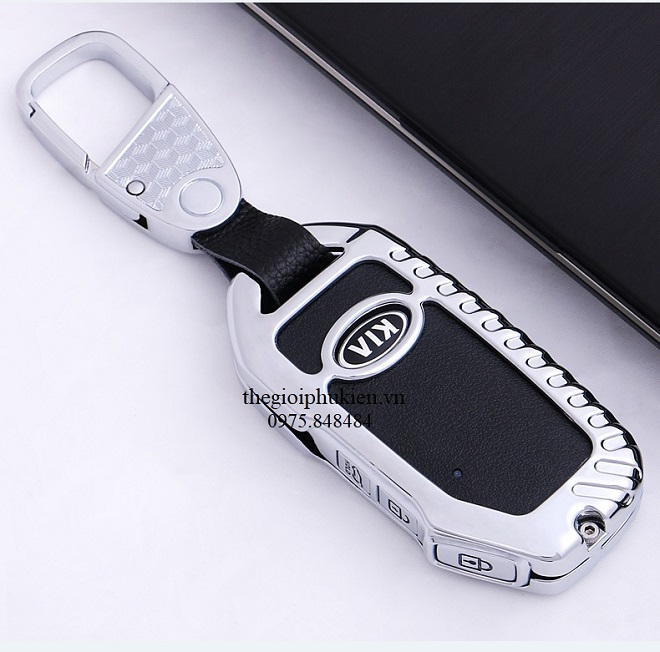Ốp chìa khóa inox bọc, bảo vệ chìa khóa xe Kia Sorento 2021 kèm móc đeo INOX