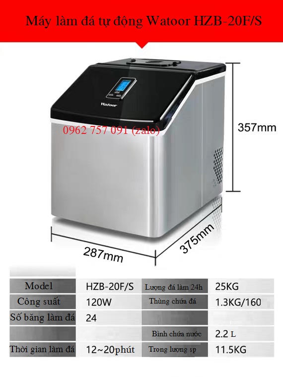 Máy làm đá Watoor HZB-20F-S