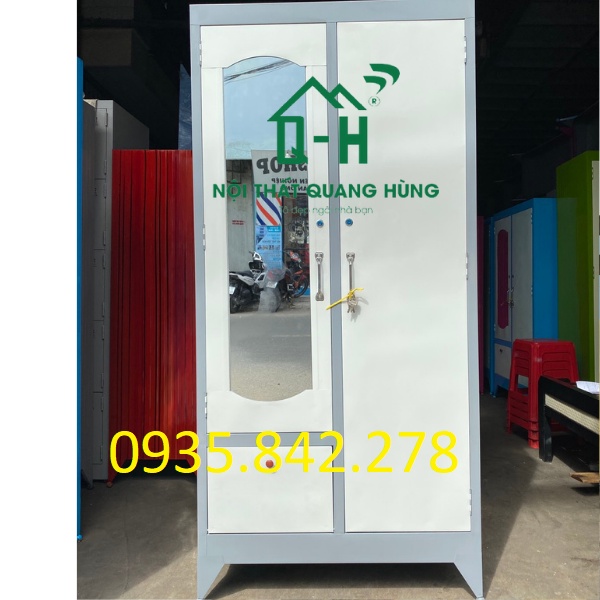 Tủ sắt 2 cánh 1m6 màu xám