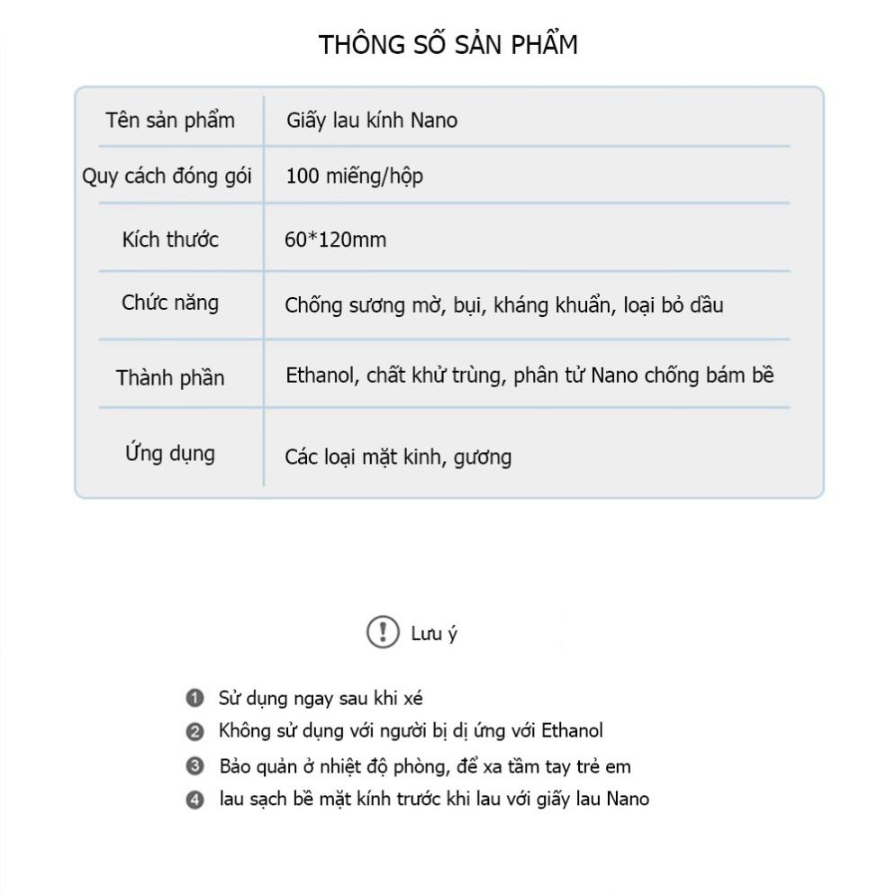 Hộp 100 khăn lau kính Nano chống mờ