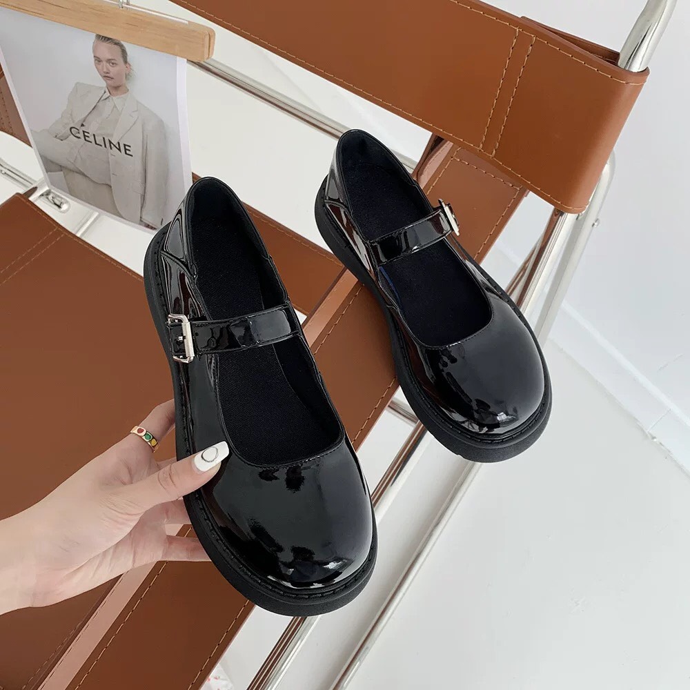 Hàng có sẵn- Giày Mary Janes quai ngang Hàn Quốc da bóng đế cao cực đẹp
