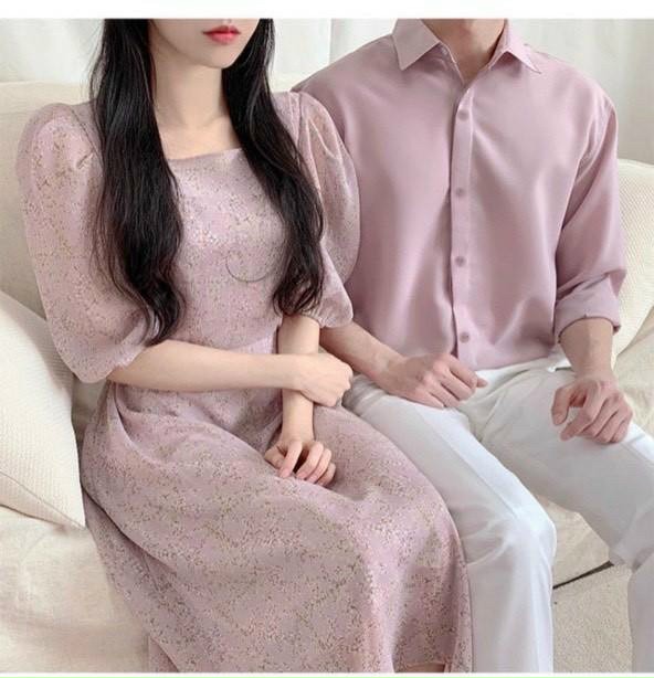 Đồ đôi cao cấp-gồm đầm nữ và sơ mi nam chuẩn shop-vải đẹp