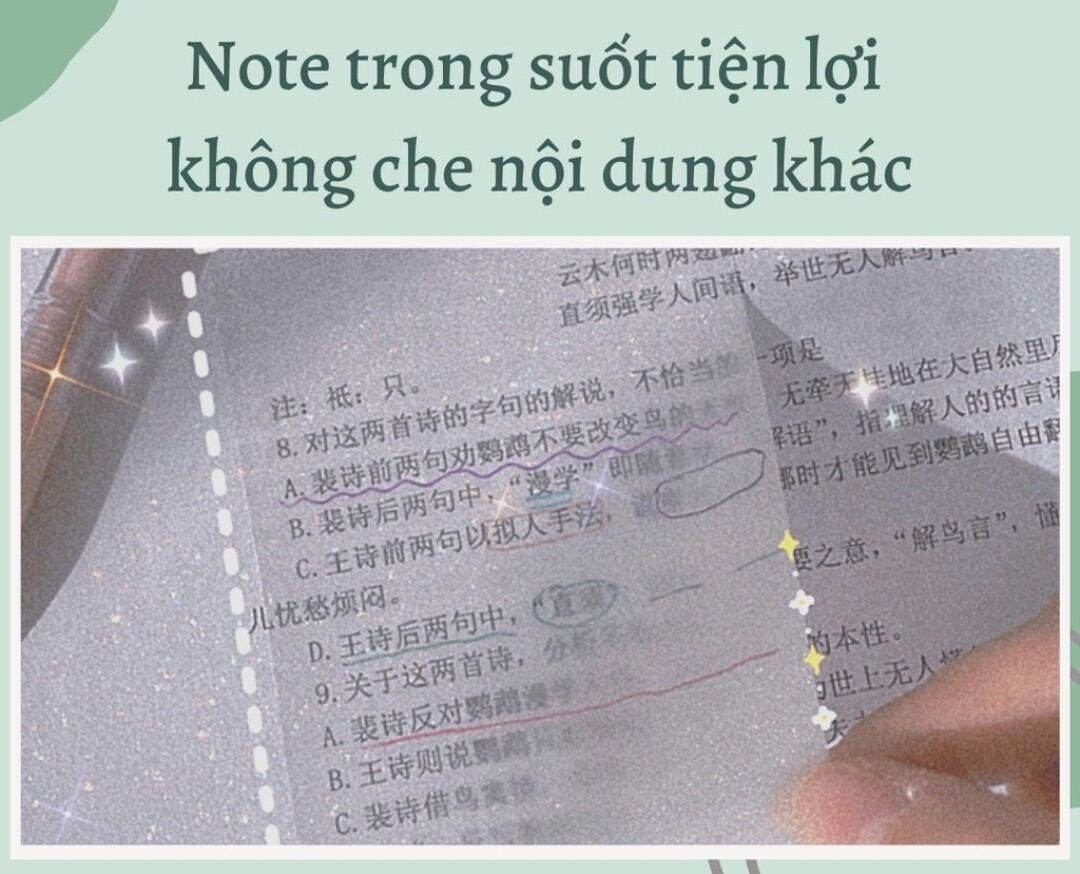 [MUA 2 GIẢM 5%]Tệp 50 Giấy Note Ghi Chú Trong Suốt