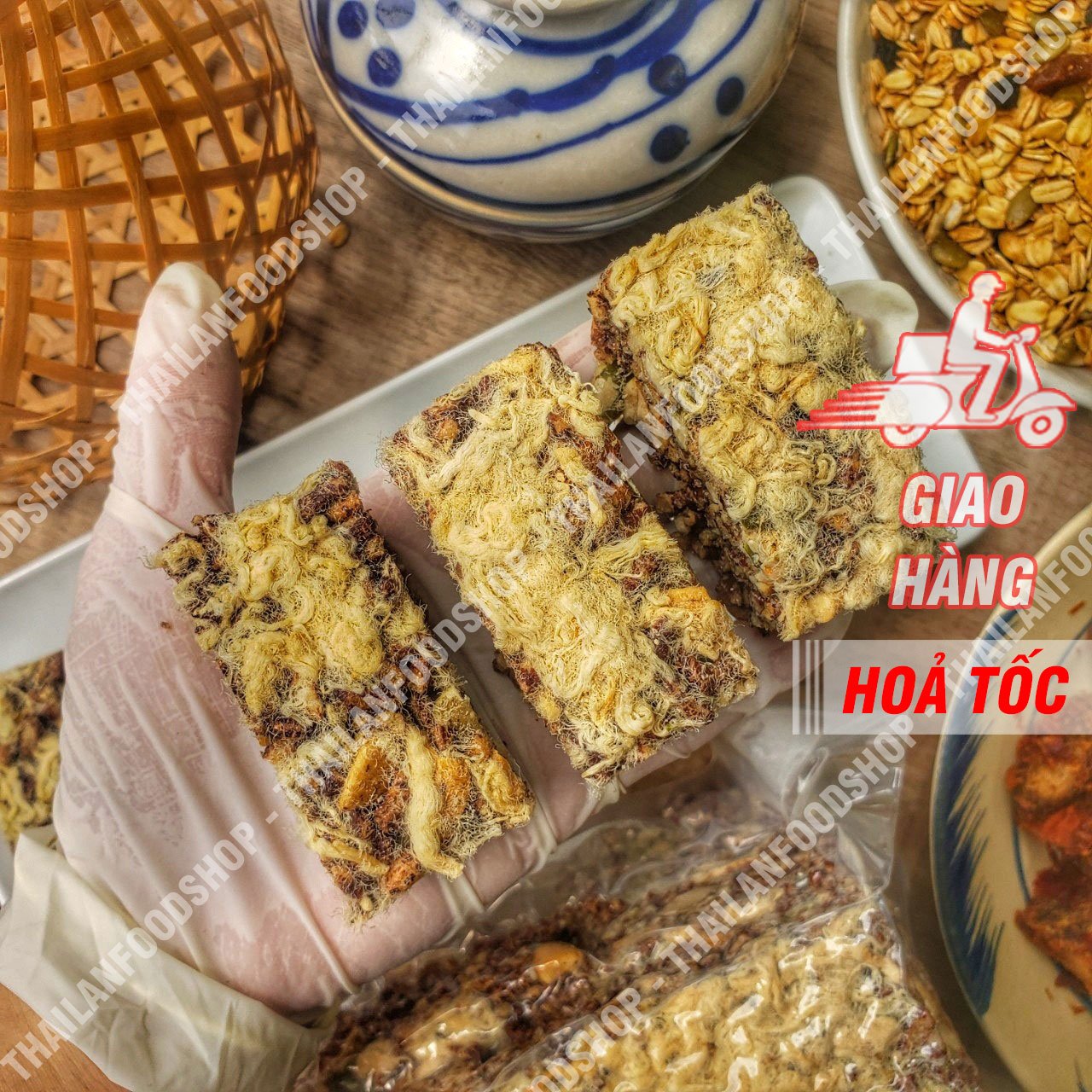 Thanh Gạo Lứt Granola Mix Rong Biển Chà Bông (Thanh Gạo Lứt Ngủ Cốc - Granola Bar) Túi Hút Chân Không