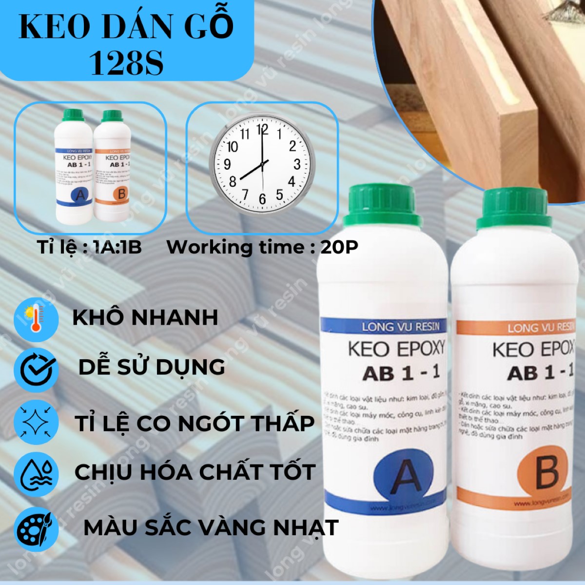 Keo ab hai thành phần 128s - keo dán chuyên dụng , keo epoxy đa năng, keo epoxy đài loan