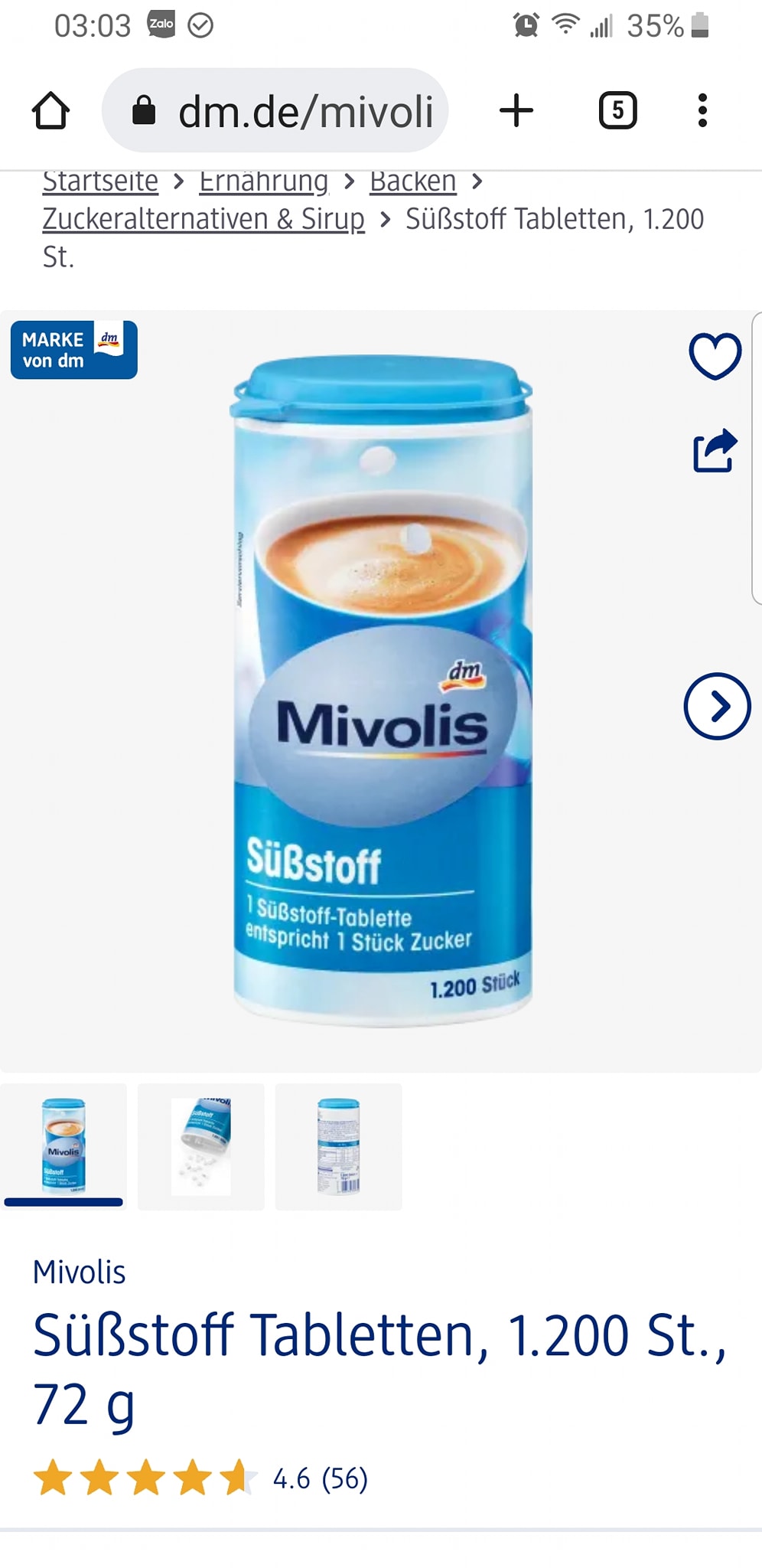 Đường ăn kiêng Mivolis 1200 viên Đức