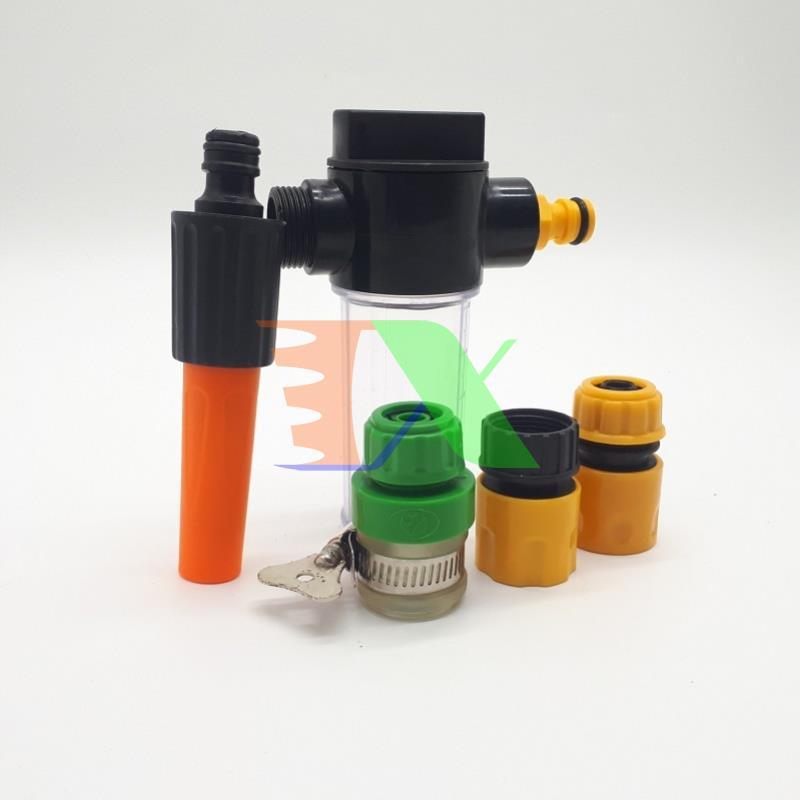Bộ vòi xịt nước tưới cây, Rửa xe BTN-5200 nhựa thẳng kèm bình xà phòng, xà bông