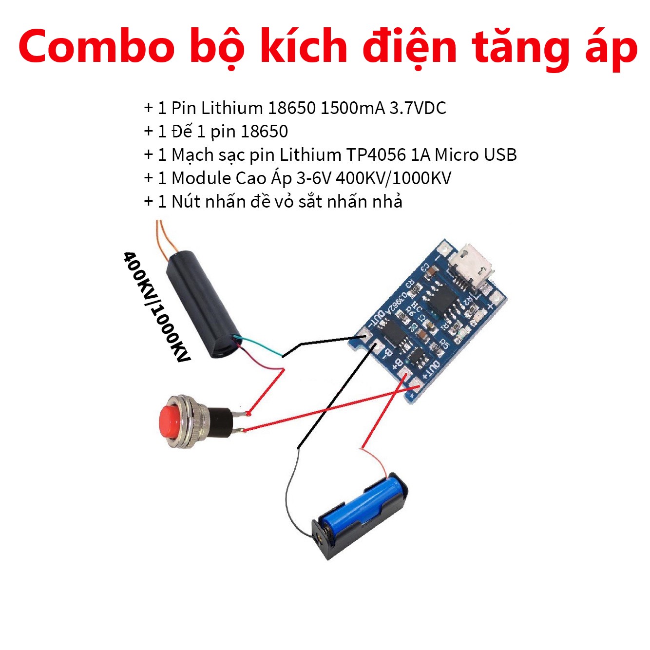 Kích điện cao áp, vào 3v7-6v ra 400kv/1000kv - module tăng áp