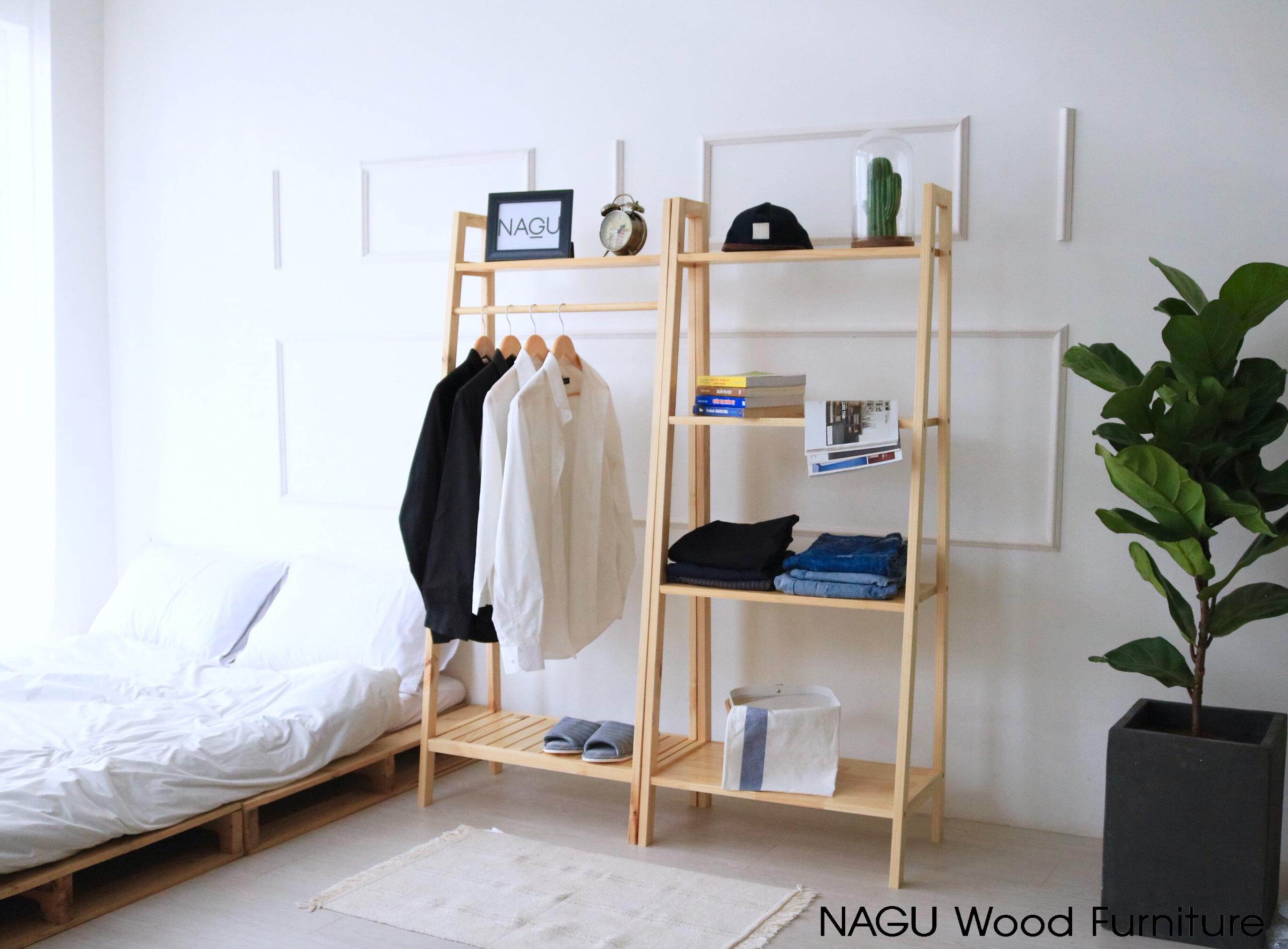 NAGU Combo Kệ Gỗ Treo Đồ Hình Thang ( Ladder Shelf)