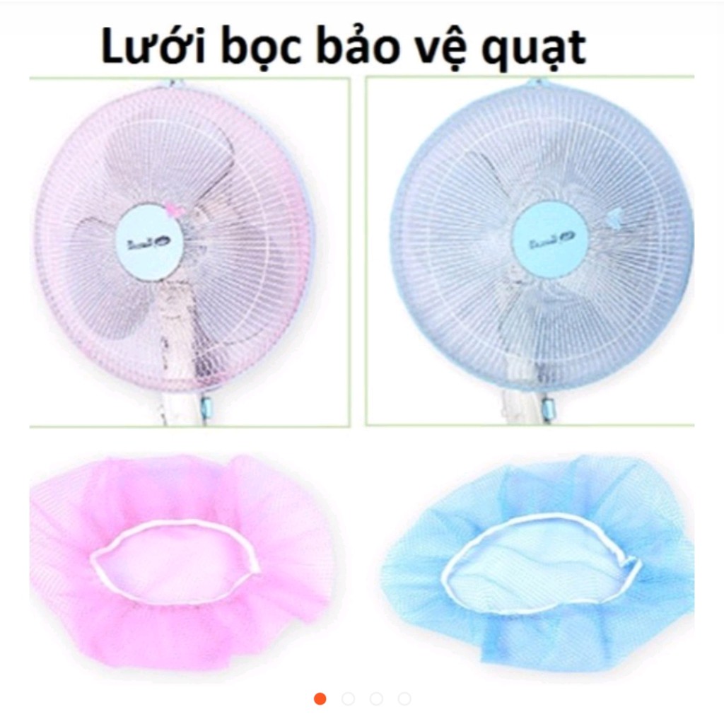 [COMBO 3] Lưới bọc quạt – Màng bọc quạt cỡ lớn bọc cả trước sau, có dây buộc và chốt chống tuột bảo vệ bé khi đang sử dụng