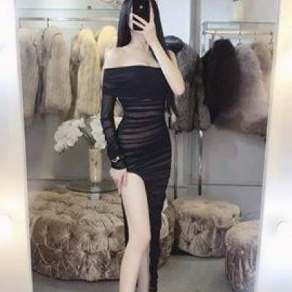Đầm maxi tay dài phối voan