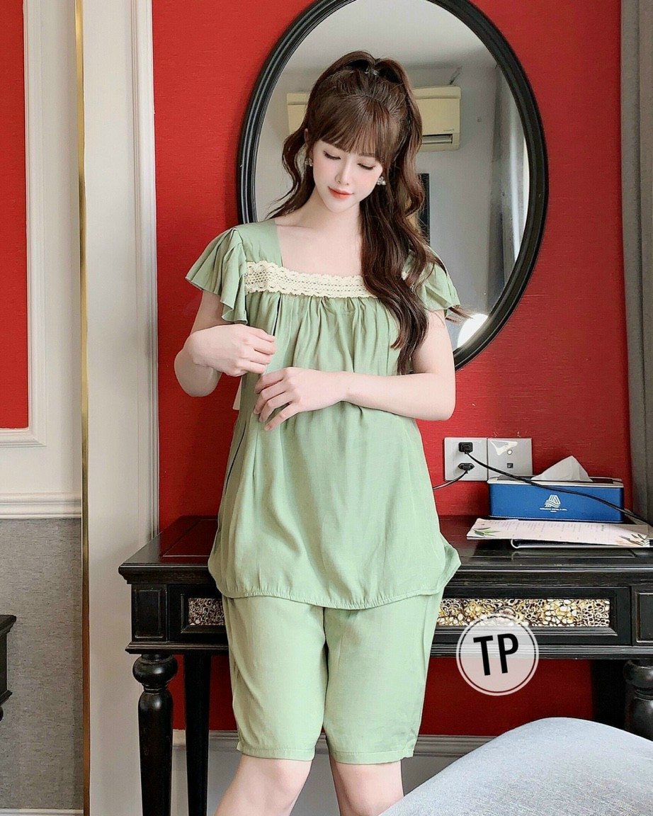[FREESHIPMAX]bộ đồ bầu lanh mặc nhà chất mát