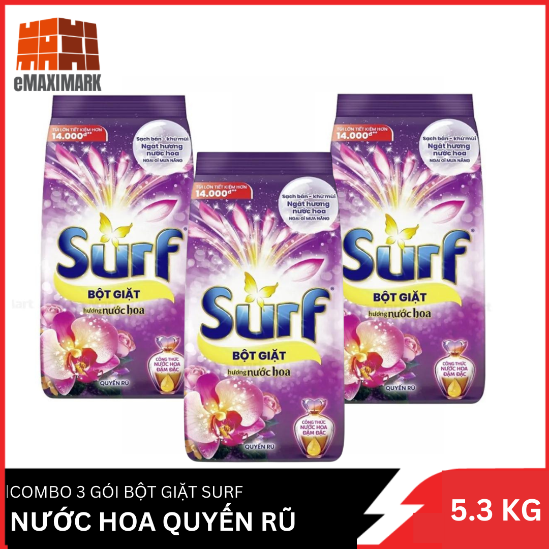 Bột giặt surf hương nước xả vải thùng 3 túi 5.3kg