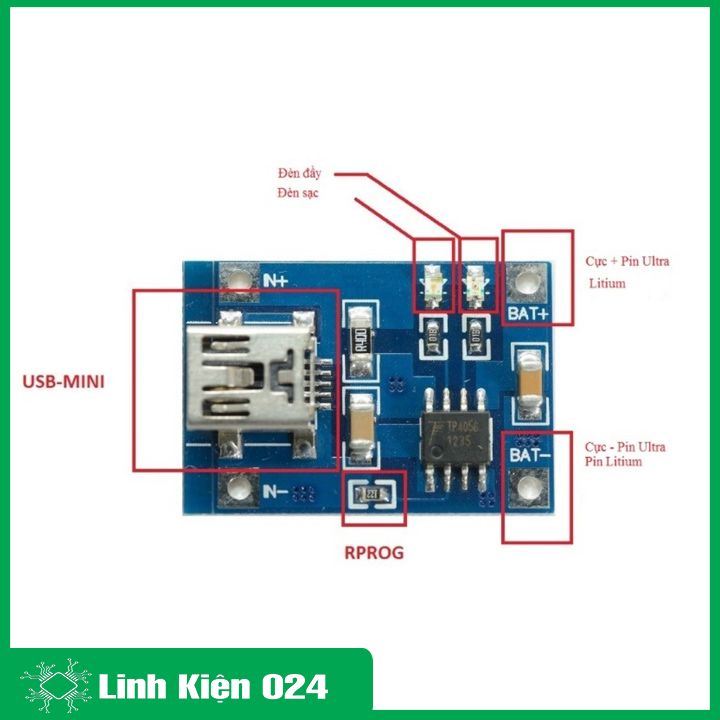 Module sạc pin TP4056 1A micro USB V1