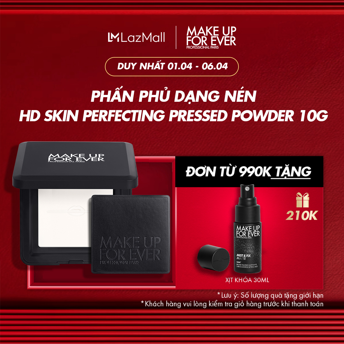 MỚI - Phấn Phủ Dạng Nén Hoàn Thiện HD SKIN PERFECTING PRESSED POWDER 10g - MAKE UP FOR EVER