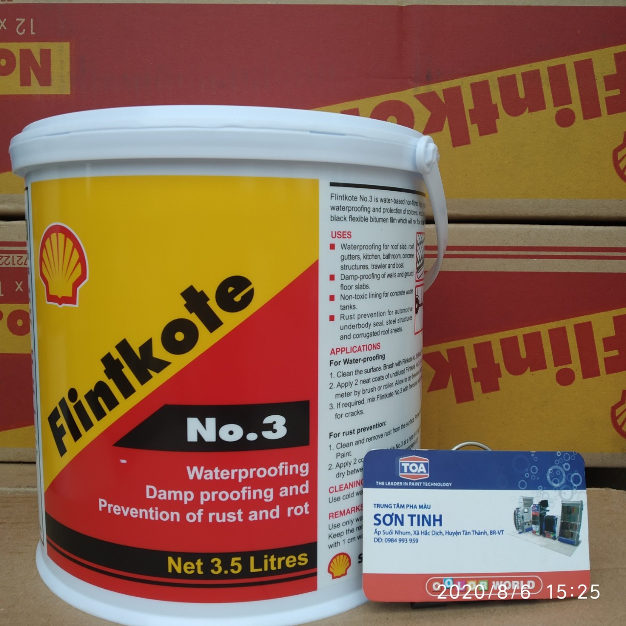 Shell flintkote No3 1Lít, 3,5Lít- Sơn chống thấm gốc bitum, chống thấm sàn, bể cá màu đen