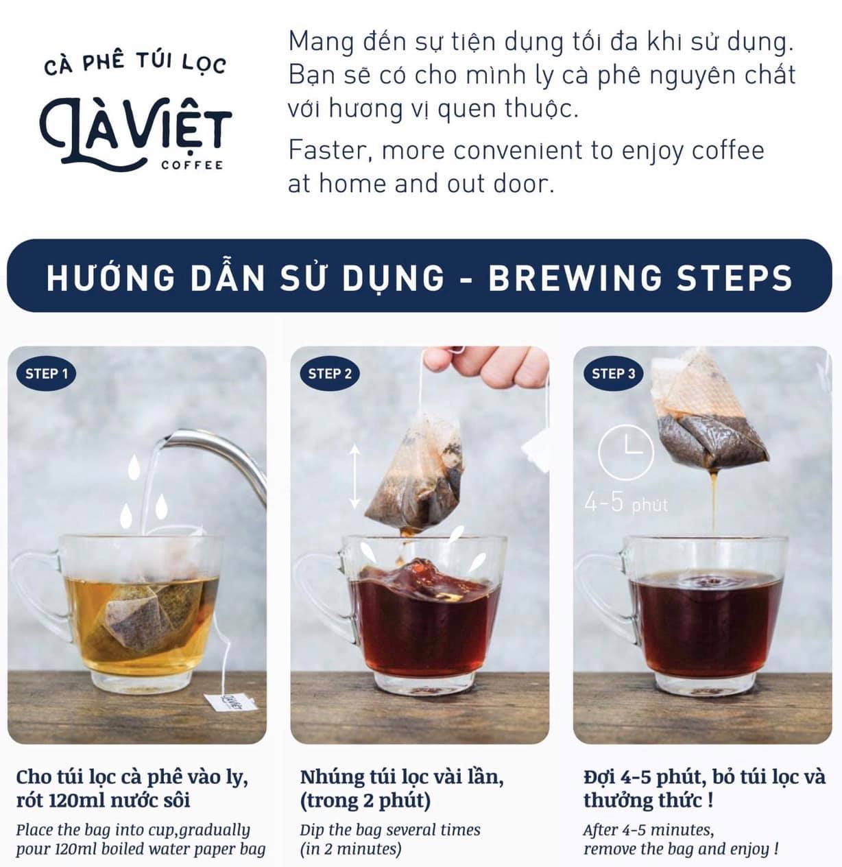 Cà phê túi lọc (Là Việt Coffee) - 100g