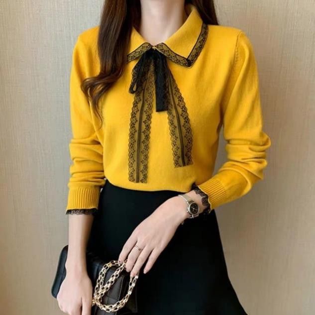 Áo len nhung phối sơ mi cao cấp