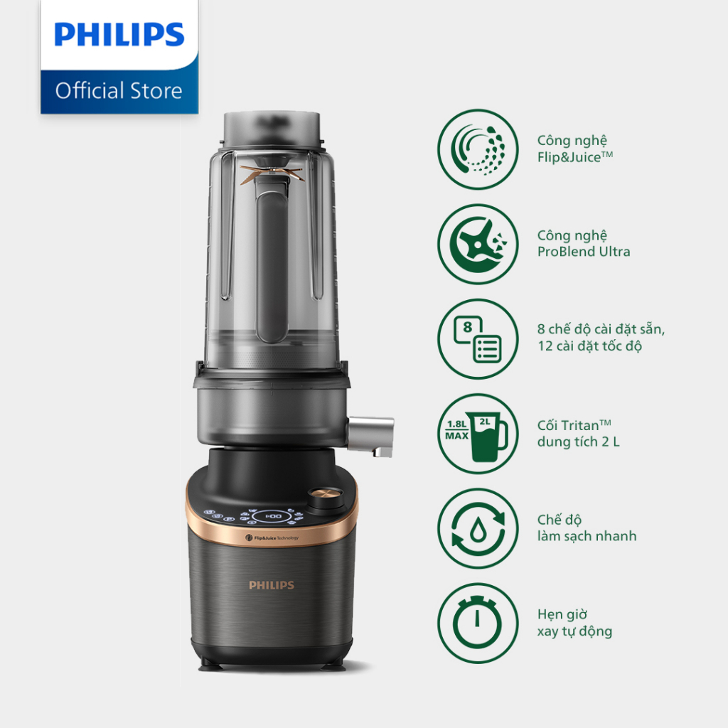Máy Xay Ép Tốc Độ Cao Philips HR3770/00 - Hàng Phân Phối Chính Hãng