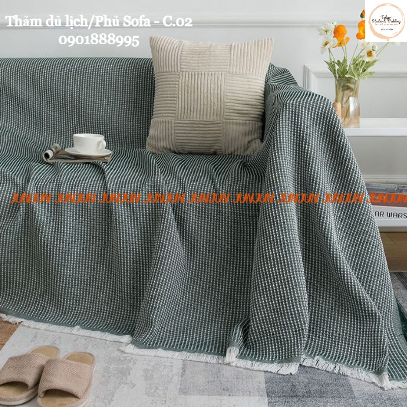 TH Phủ sofa/Thảm trải sofa/thảm trải sàn vải Sợi Cotton & Lanh Morandi