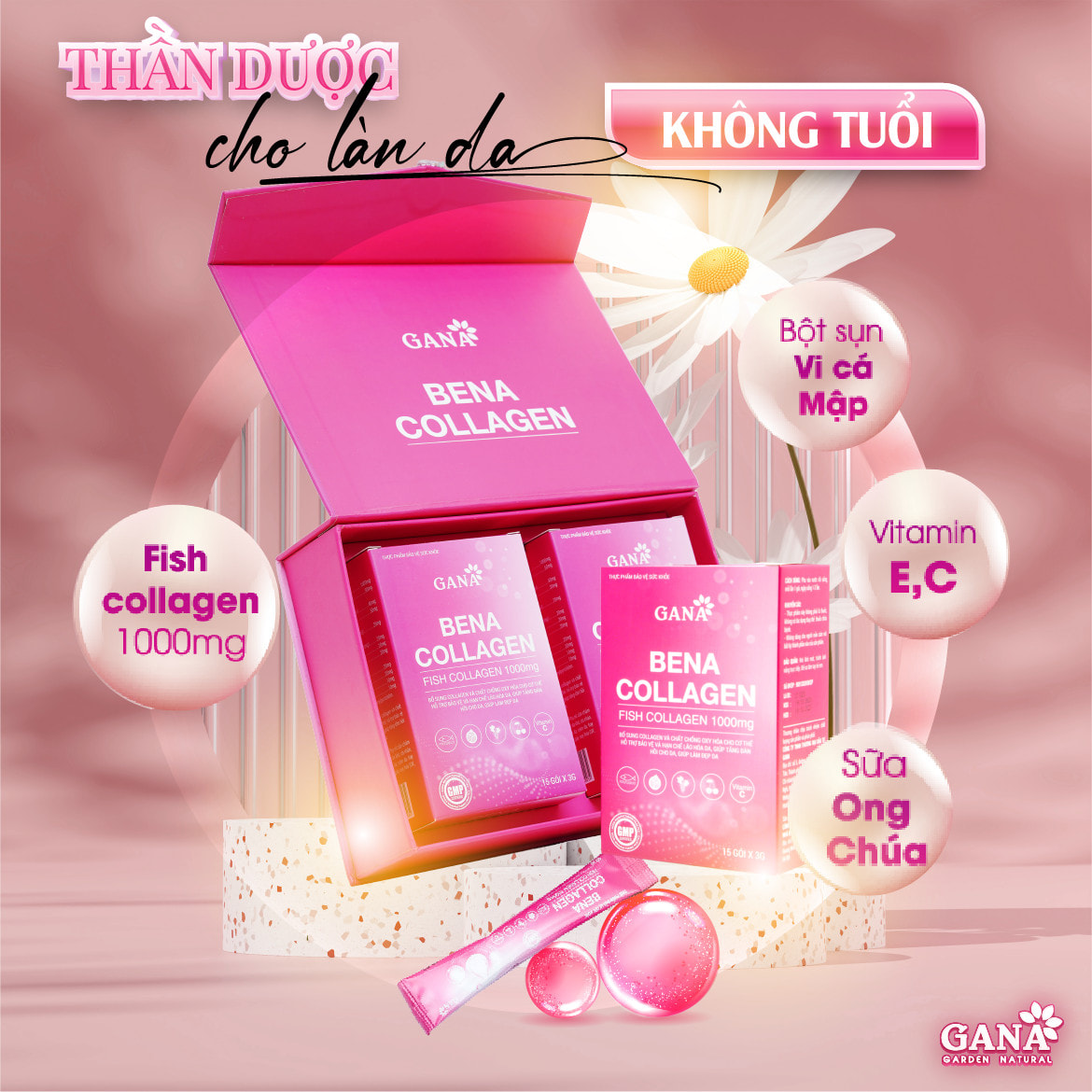 (hcm)BỔ SUNG COLLEN DẠNG BỘT BENA COLLAGEN GANA( HỘP 15 GÓI dùng thử)