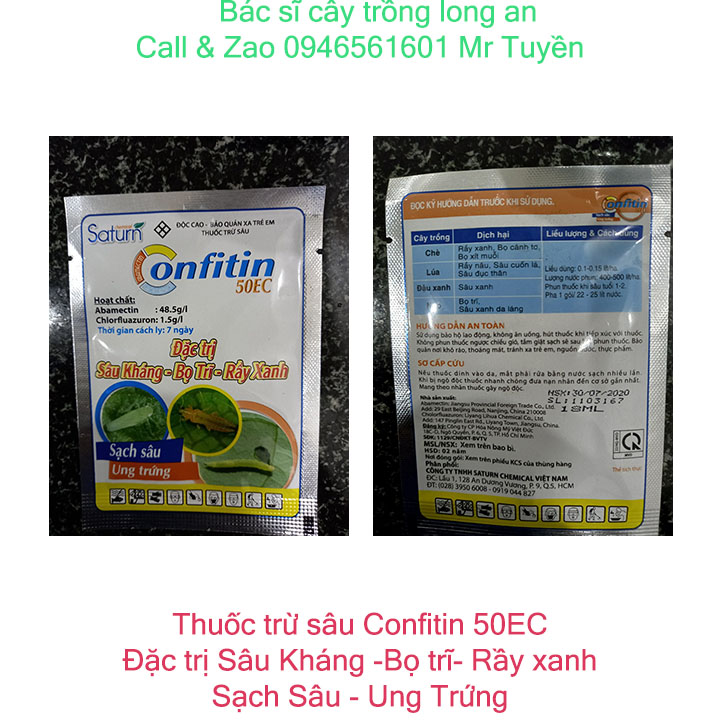 Thuốc trừ sâu Confitin 50EC.Diệt ngay Sâu Kháng -Bọ trĩ- rầy xanh.Sạch Sâu-Ung Trứng