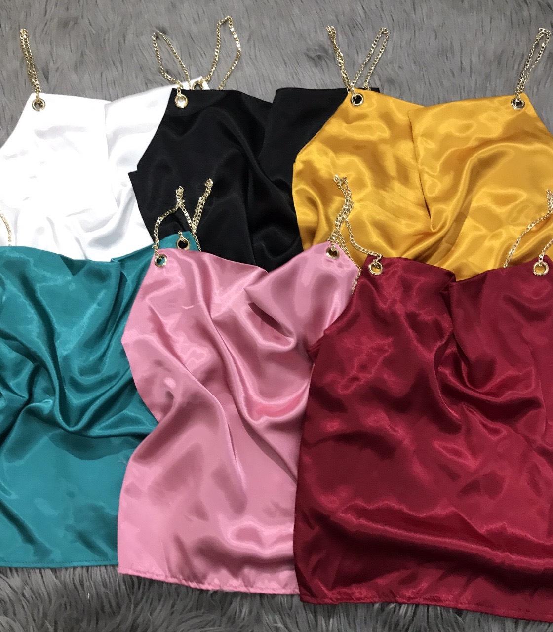 Áo cổ đổ phi lụa dây xích khoen cưc hot hit