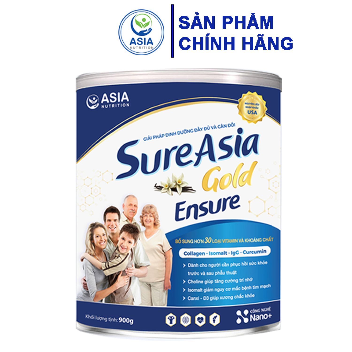 Sữa bột Sure Asia Gold Ensure 900g cao cấp nguyên liệu nhập khẩu từ Hoa Kỳ