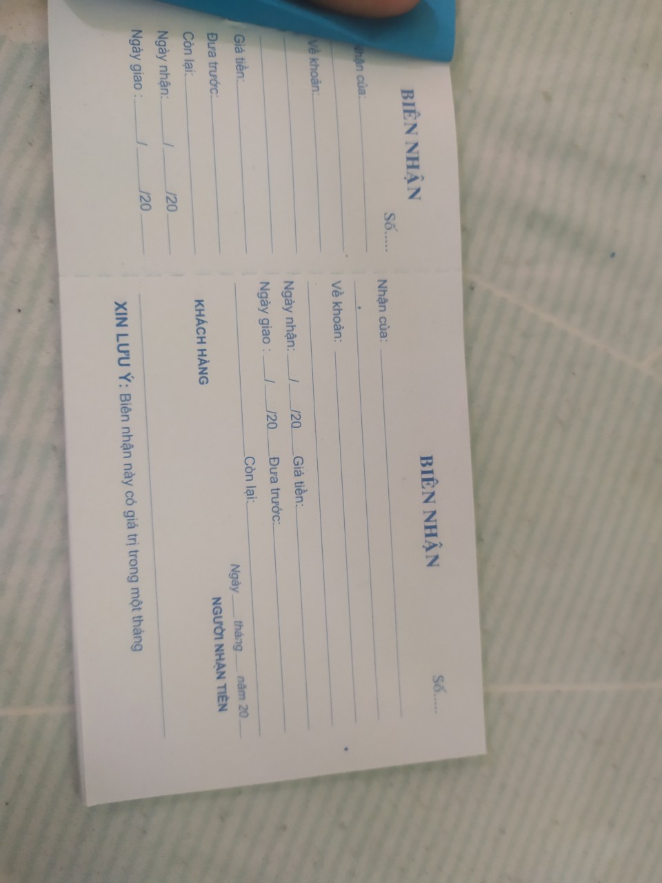 [HCM]5 cuốn Biên Nhận  1 liên trắng