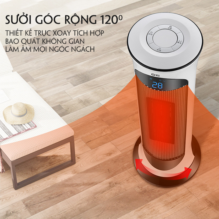 Quạt Sưởi Điện Đứng, Cây Sưởi Điện Đứng YANGZI Đa Năng Có Điều Khiển, Màn Hình Led Làm Nóng Bằng Gốm An Toàn Tiết Kiệm