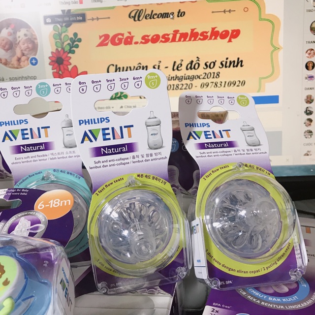 [Hoàn Tiền 10%]Núm bình sữa Philip EVENT xuất UK