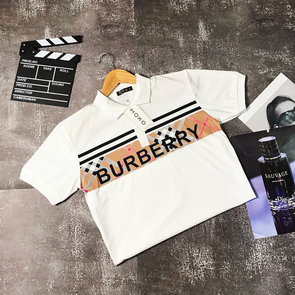 FREESHIP + SALE 36%] Áo thun Nam Nữ Áo polo cổ bẻ Burberry kẻ ngang caro NV  - Fashion96 - MixASale