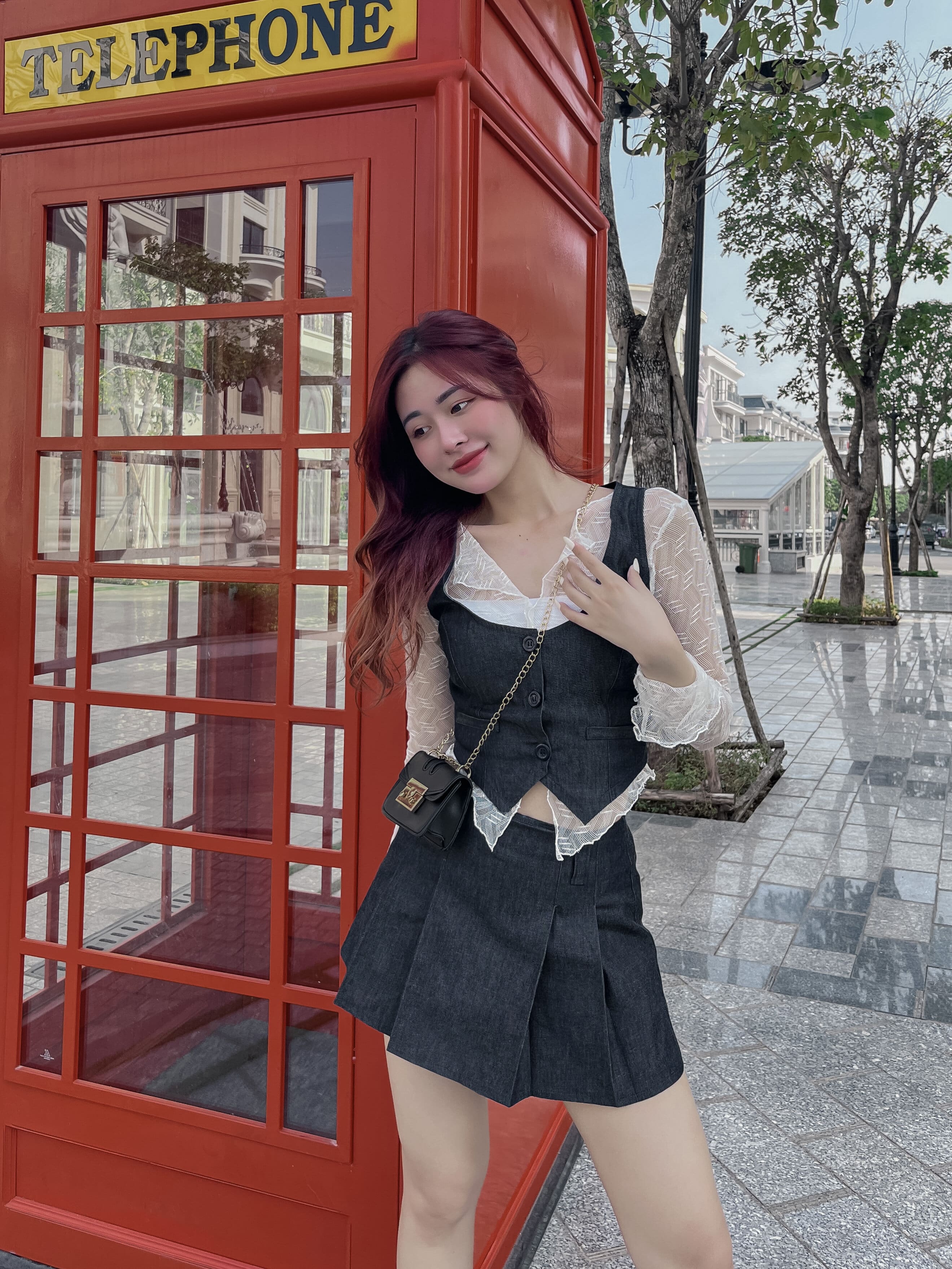 DALLA Áo gile nữ CỔ VUÔNG cài khuy (GL04)