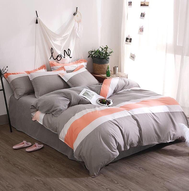 Bộ chăn ga gối phong cách Hàn Quốc chữ vạn chun đủ kích thước
