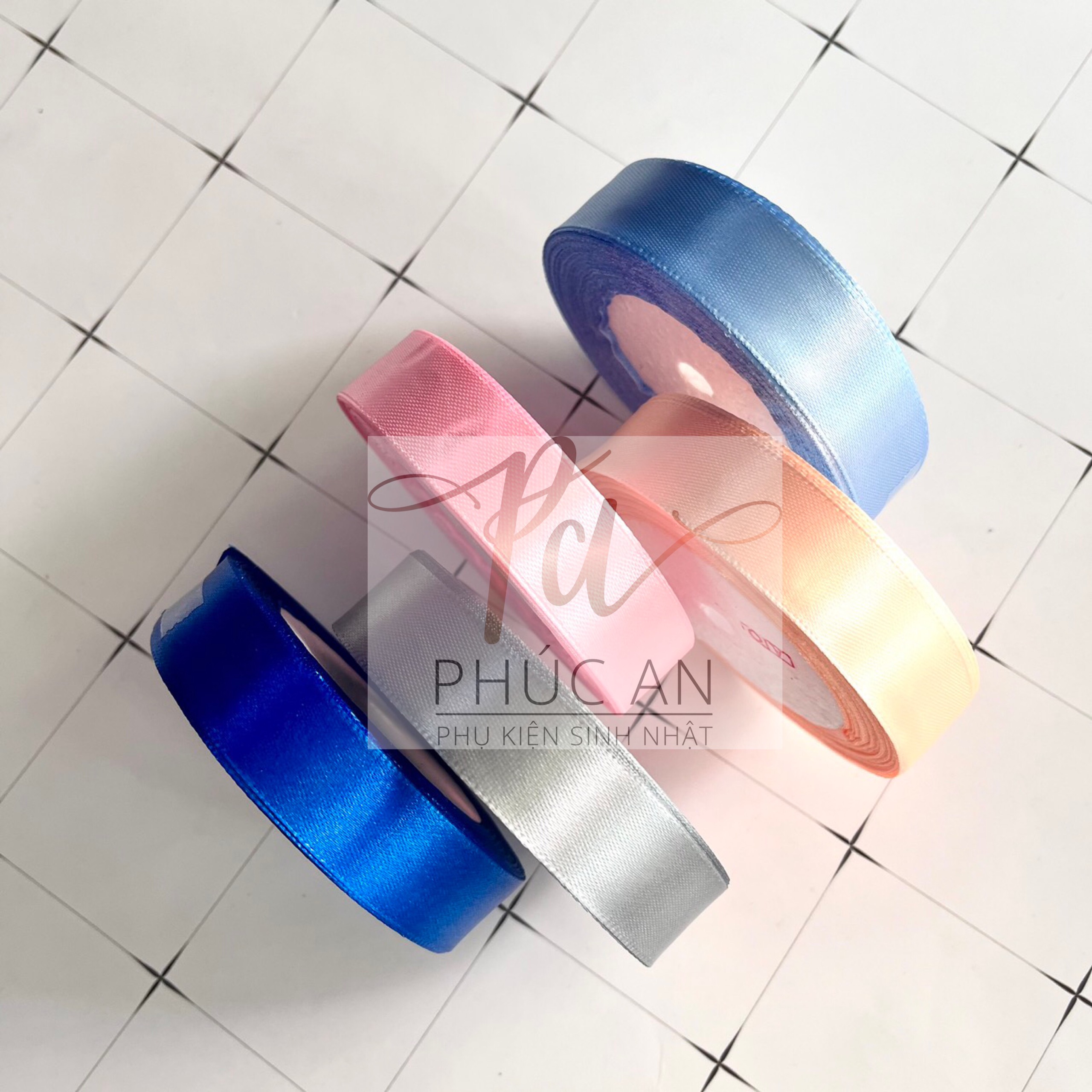 [HCM]Ruy băng lụa 2cm trơn trang trí cuộn 2m