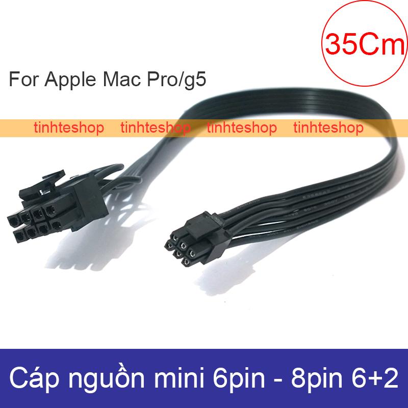 Mini 6-pin to 8-pin 6+2 PCI-E Video Card Power Cable for Apple Mac Pro/g5 Barawis BR-CB6PMN8P6235CMBK (Black - 35Cm)