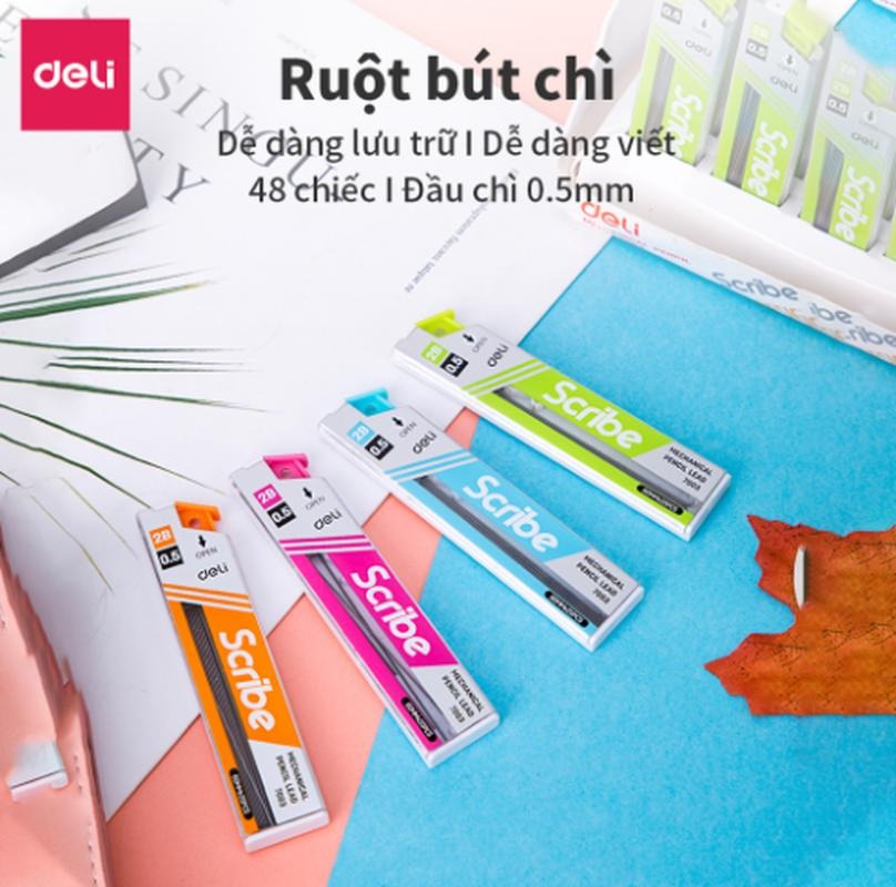 Combo 5 Ruột bút chì kim 0.5mm/0.7mm Deli, ngòi chì kim, lõi chì bấm nhỏ gọn tiện lợi phù hợp cho học sinh, văn phòng