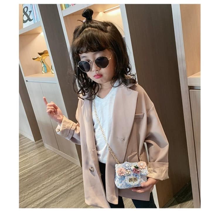 Túi dạ mini đính hoa đeo chéo cho bé