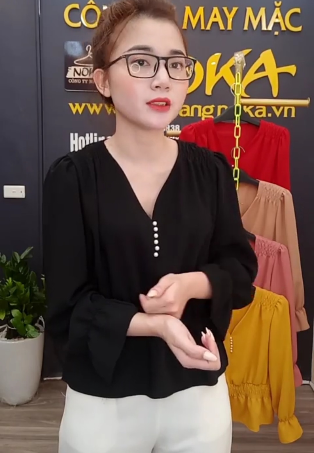 Áó Sơ Mi  Dài Tay Đính Ngọc