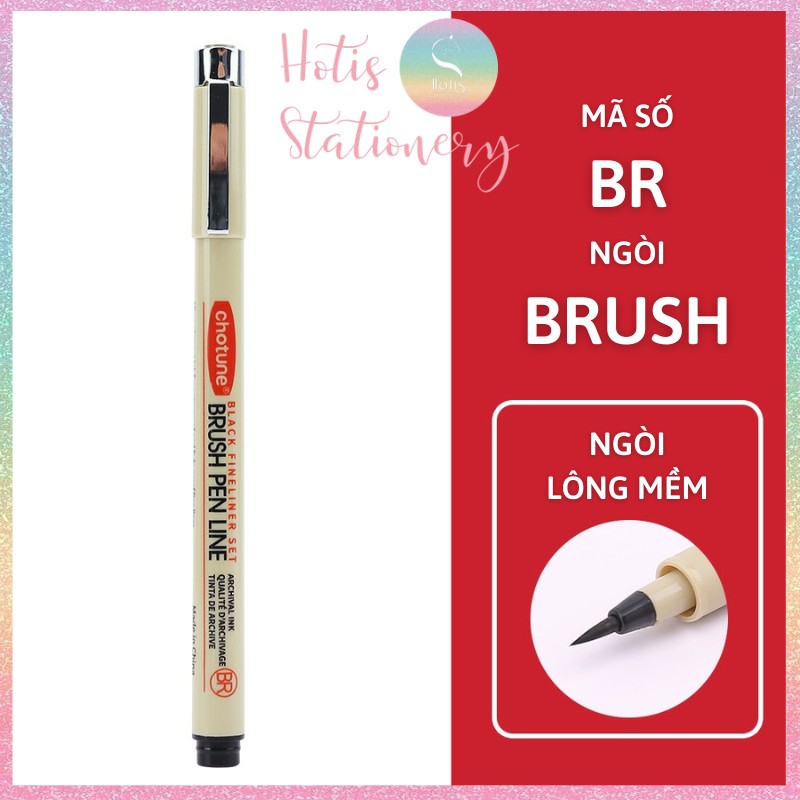 Bút vẽ phát thảo Hotis Chotune Fineliner kháng nước, bút đi nét Mipor Pen Line mực đen