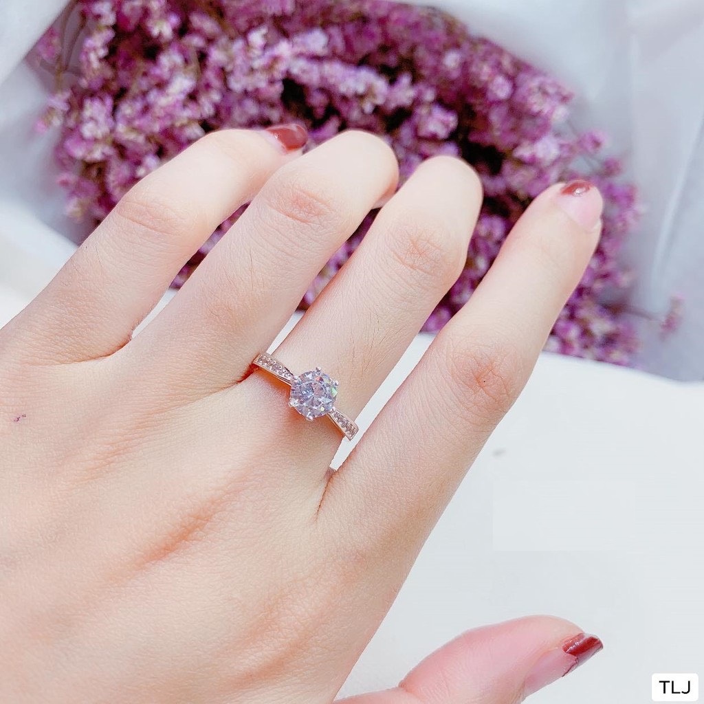 Nhẫn bạc nữ, đính đá cao cấp size 5ly nhẫn bạc thời trang