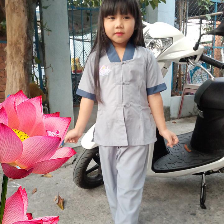Quần Áo bé gái Phật Tử Kate thêu hoa hoa sen mẫu BG04