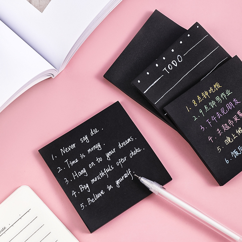 Set 50 tờ giấy note màu đen độc đáo lovelyhouse noteden078
