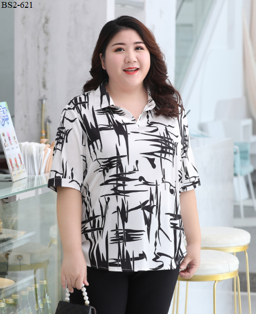 Áo sơ mi trắng họa tiết cho người lớn tuổi bigsize - BS2-621