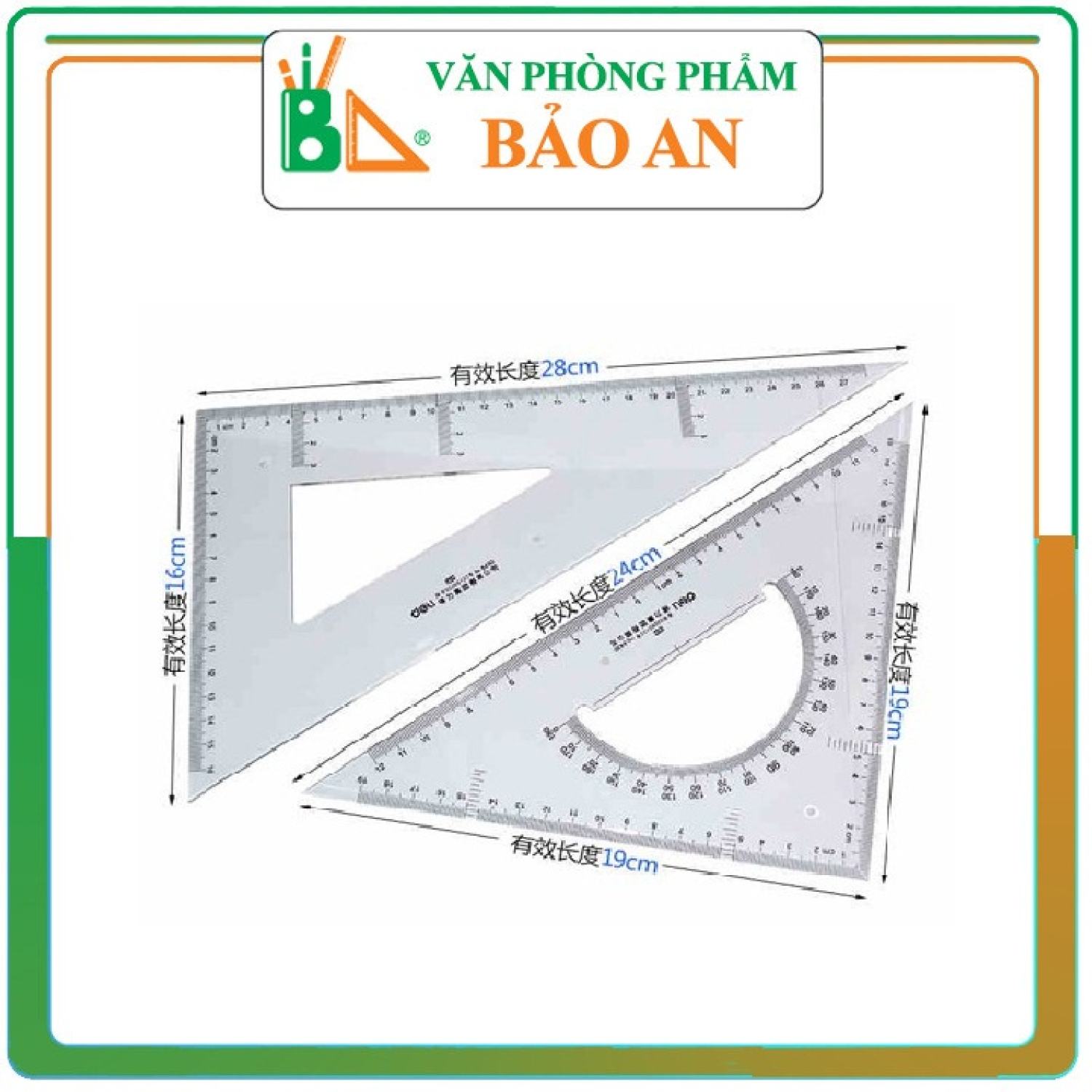 Bộ thước eke 28cm deli 6430 - văn phòng phẩm bảo an