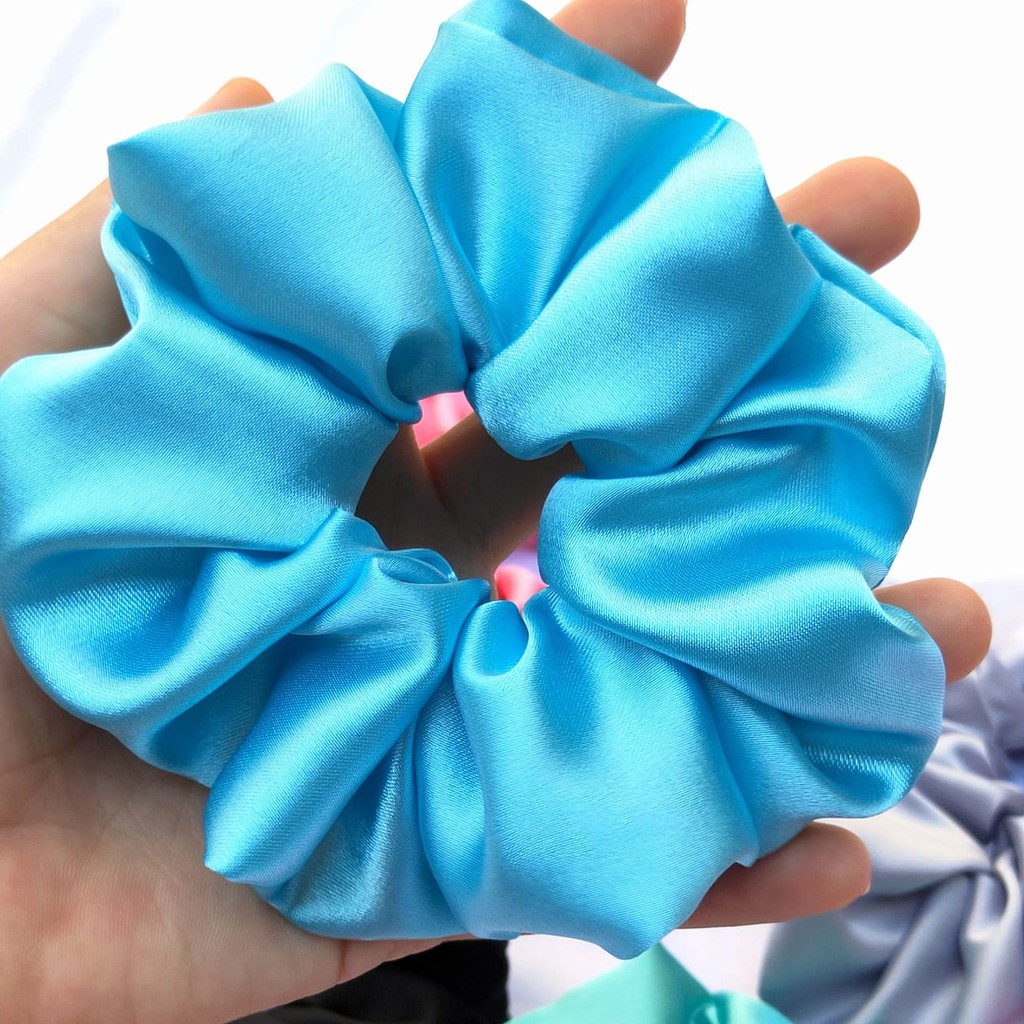 Dây buộc tóc Scrunchies vải phi bóng nhiều màu