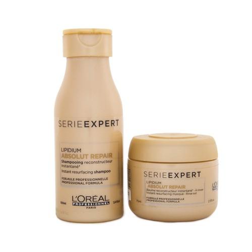 Cặp Gội Hấp (Ủ) Tóc Loreal Lipidium Absolut Repair Dành Cho Tóc Hư Tổn 100ml + 75ml