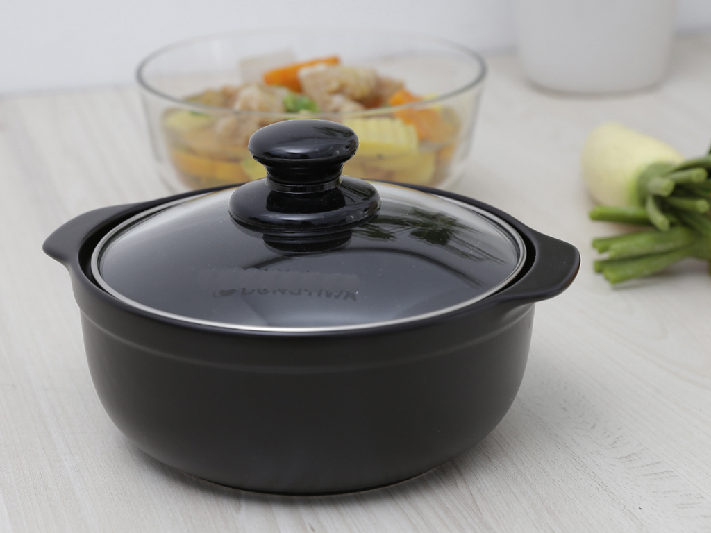 Nồi đất kho thịt cá có nắp kính kiếng ( Size 1 lít / 1.5 lít / 2lít / 2.5lít / 3lít ) - Nồi đất kho tộ kho thịt cá