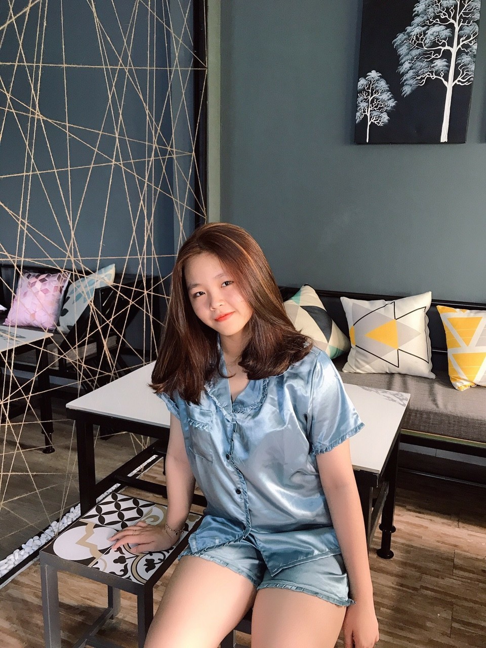 [HCM]Đồ bộ pizama phi lụa đùi bèo